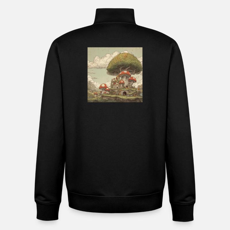 Royaume des Champignons - Sweat zippé unisexe en coton bio Stanley/Stella - noir