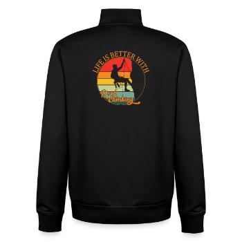 Life is Better with Rock Climbing - Unisex Organic Zip Sweatshirt by Stanley/Stella - black - Back - AI Model Male 185 light (185cm)