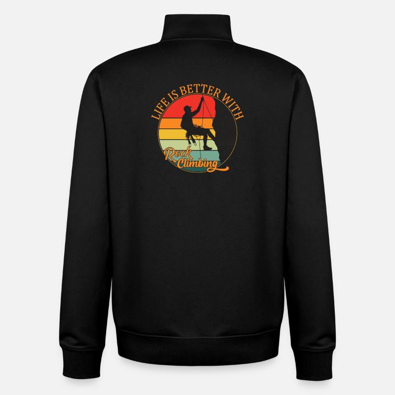 Life is Better with Rock Climbing - Unisex Organic Zip Sweatshirt by Stanley/Stella - black