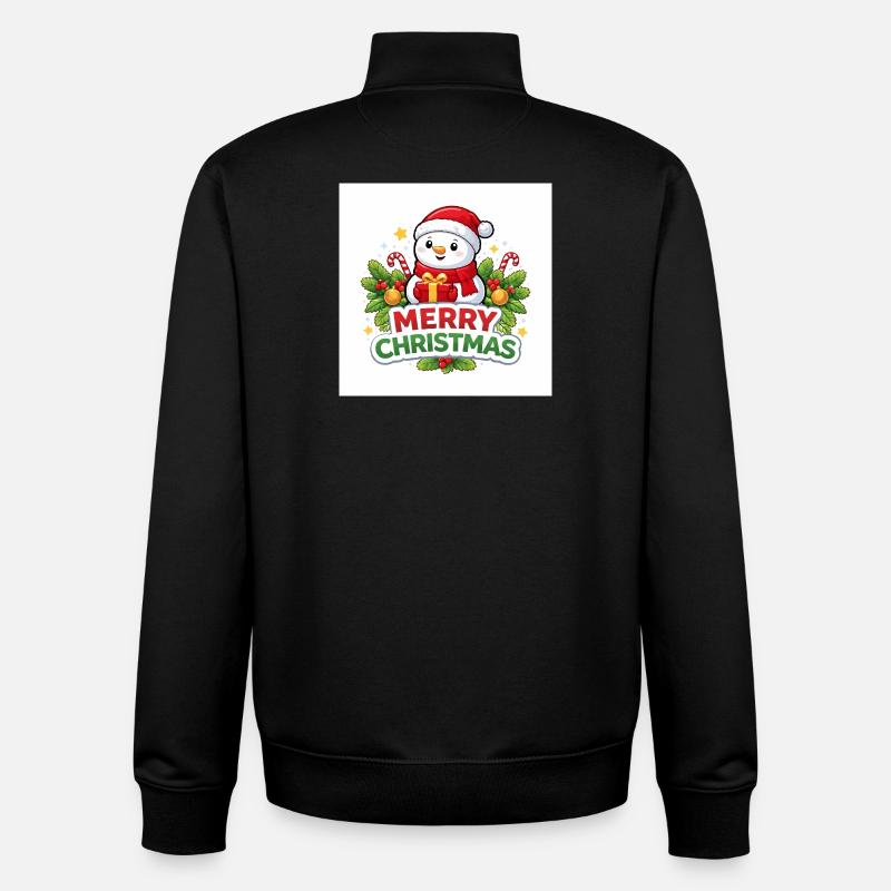 Snowman with gift Christmas fun - Unisex Organic Zip Sweatshirt by Stanley/Stella - black