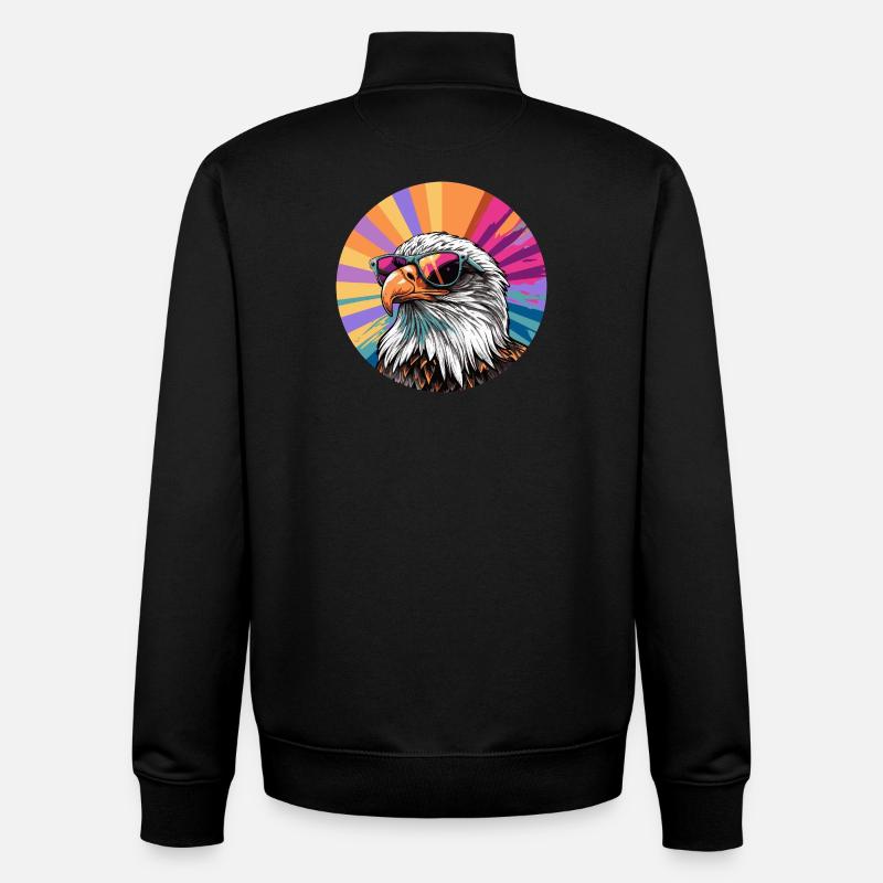 Eagle with sunglasses - Unisex Organic Zip Sweatshirt by Stanley/Stella - black