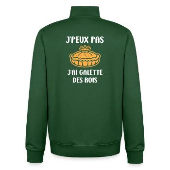 Humour galette des rois - Sweat zippé unisexe en coton bio Stanley/Stella - vert bouteille - Dos - AI Model Male 185 dark (185cm)