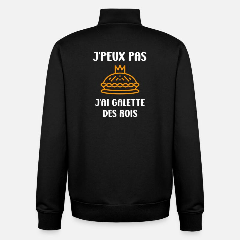 Humour galette des rois - Sweat zippé unisexe en coton bio Stanley/Stella - noir