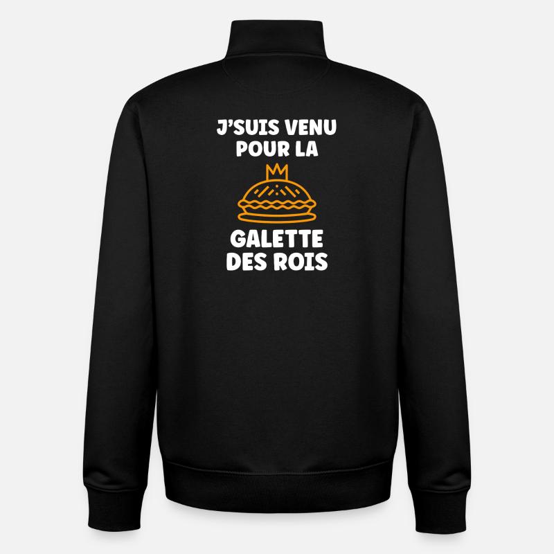 Humour galette des rois - Sweat zippé unisexe en coton bio Stanley/Stella - noir