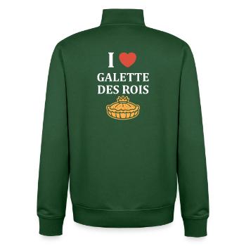 Humour galette des rois - Sweat zippé unisexe en coton bio Stanley/Stella - vert bouteille - Dos - AI Model Male 185 dark (185cm)