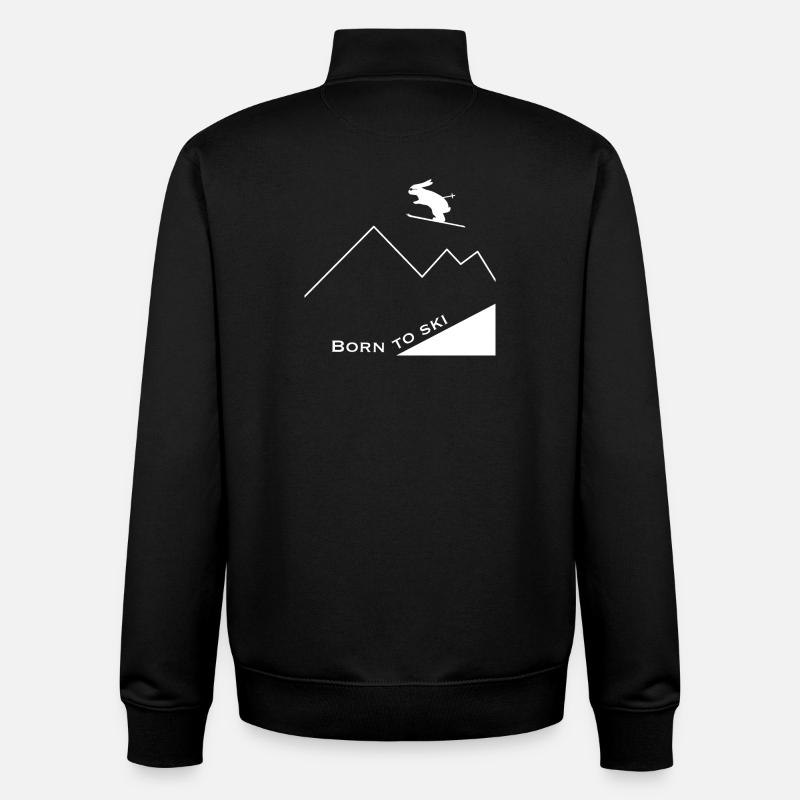 Born to ski - Sweat zippé unisexe en coton bio Stanley/Stella - noir