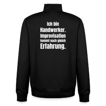 Ich bin Handwerker – Improvisation nach Erfahrung - Unisex Organic Zip Sweatshirt von Stanley/Stella - Schwarz - Hinten - AI Model Male 185 light (185cm)