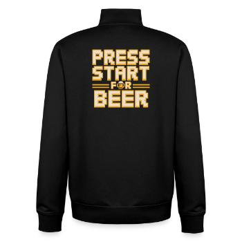 Press Start For Beer Retro Gamer Spruch Für - Unisex Organic Zip Sweatshirt by Stanley/Stella - black - Back - AI Model Male 185 light (185cm)
