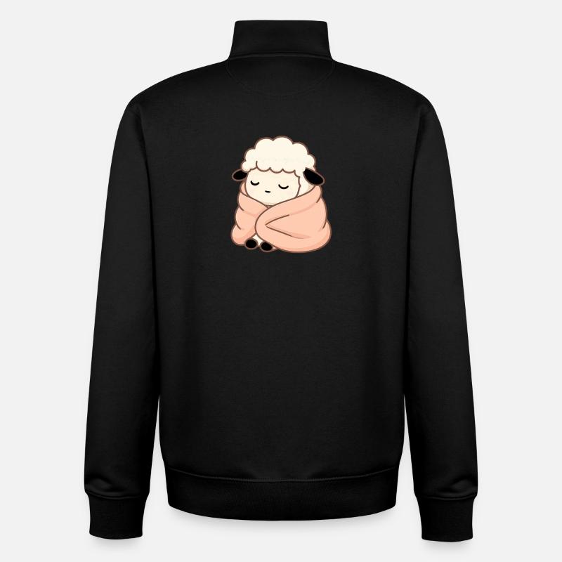 Mouton endormi – Illustration mignonne et douillette - Sweat zippé unisexe en coton bio Stanley/Stella - noir