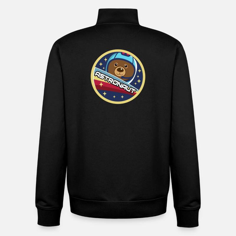 Ours Astronaute | Un Ours Astronaute Cool - Sweat zippé unisexe en coton bio Stanley/Stella - noir