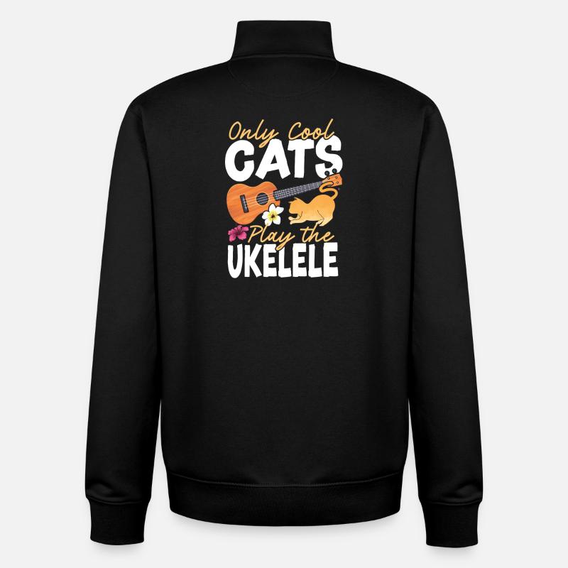 Hawaiian Ukulele Uke Cat Only Cool - Unisex Organic Zip Sweatshirt von Stanley/Stella - Schwarz