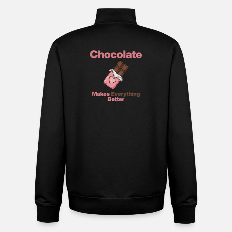 Chocolate makes everything better - Unisex Organic Zip Sweatshirt by Stanley/Stella - black