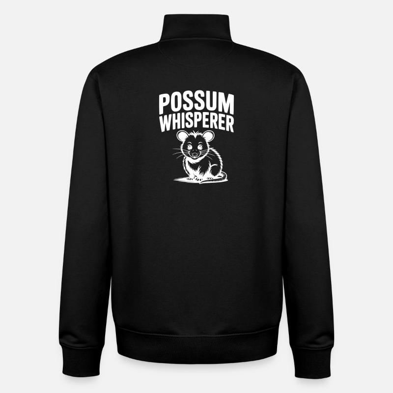 Le Chuchoteur d’Opossum - Sweat zippé unisexe en coton bio Stanley/Stella - noir