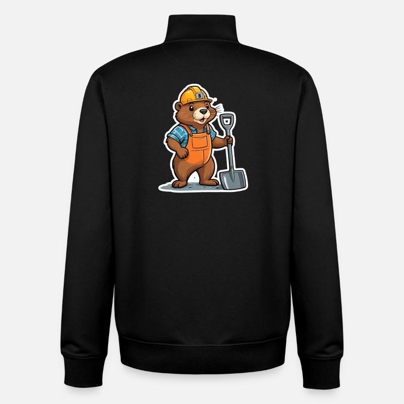 Chantiers de construction à Bieber - Sweat zippé unisexe en coton bio Stanley/Stella - noir