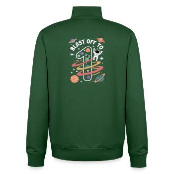 Departure into space 1st birthday children's birthday party - Unisex Organic Zip Sweatshirt by Stanley/Stella - bottle green - Back - AI Model Male 185 dark (185cm)