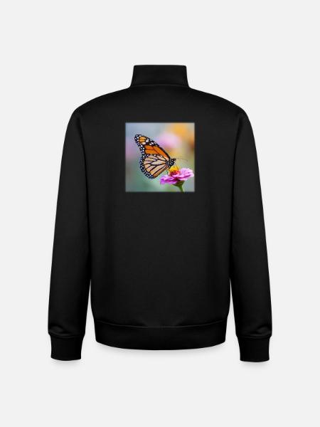 Monarch Butterfly on Verbena Macro - Unisex Organic Zip Sweatshirt by Stanley/Stella - black