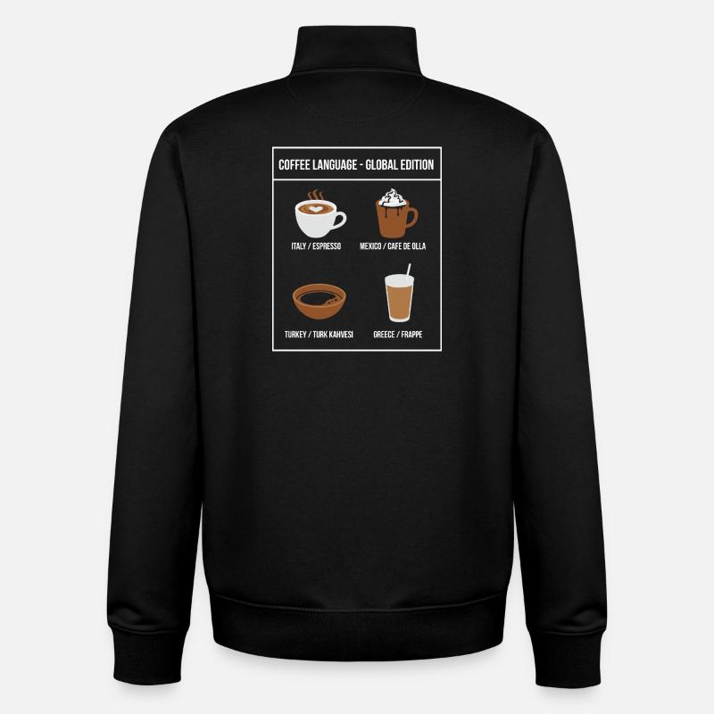 Édition mondiale de Coffee Language - Sweat zippé unisexe en coton bio Stanley/Stella - noir