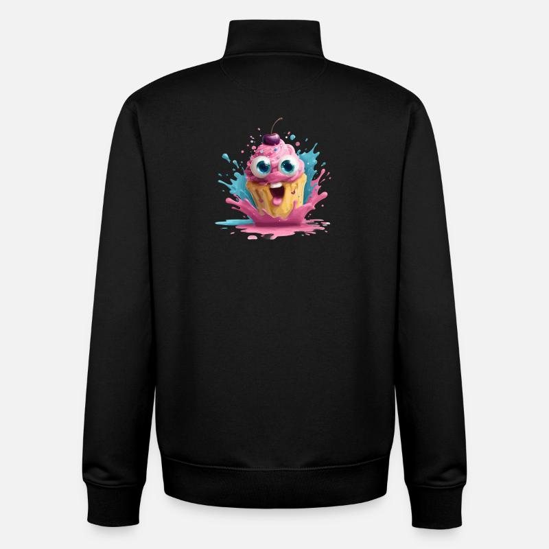 Kunterbunter Cupcake mit Gesicht - Unisex Organic Zip Sweatshirt von Stanley/Stella - Schwarz