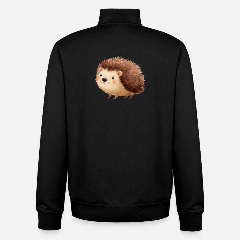 Cute Hedgehog – Childish and Charming Drawing - Unisex Organic Zip Sweatshirt by Stanley/Stella - black