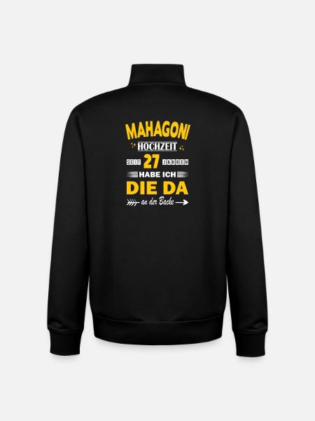 Mahogany Wedding 27th Wedding Anniversary Husband - Unisex Organic Zip Sweatshirt by Stanley/Stella - black