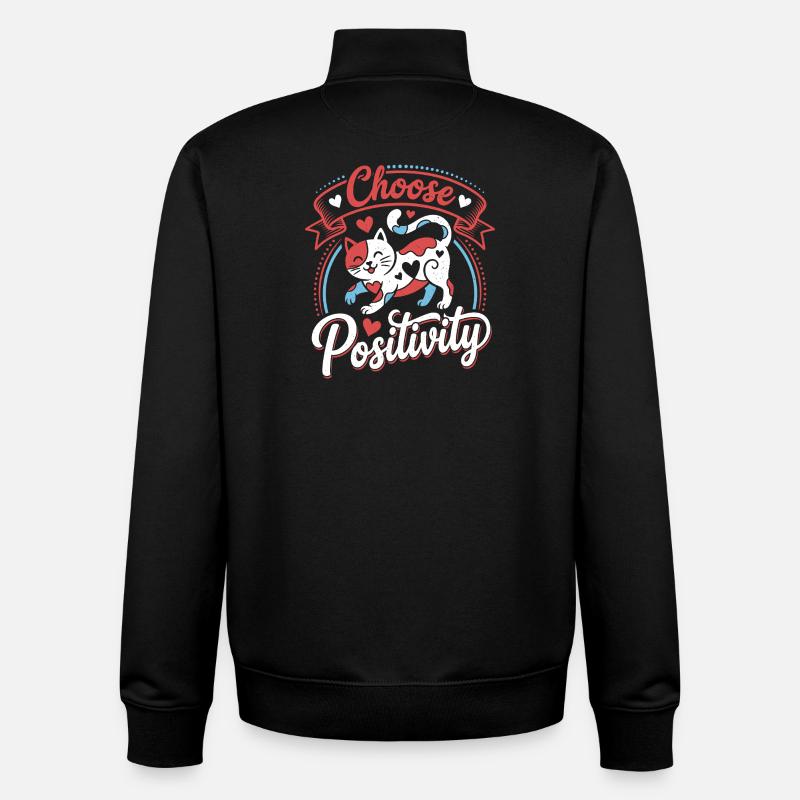 Choisissez Positive Cat - Sweat zippé unisexe en coton bio Stanley/Stella - noir