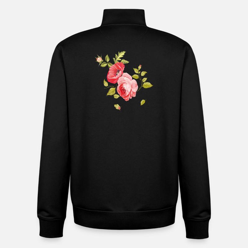 Bouquet de roses - Sweat zippé unisexe en coton bio Stanley/Stella - noir