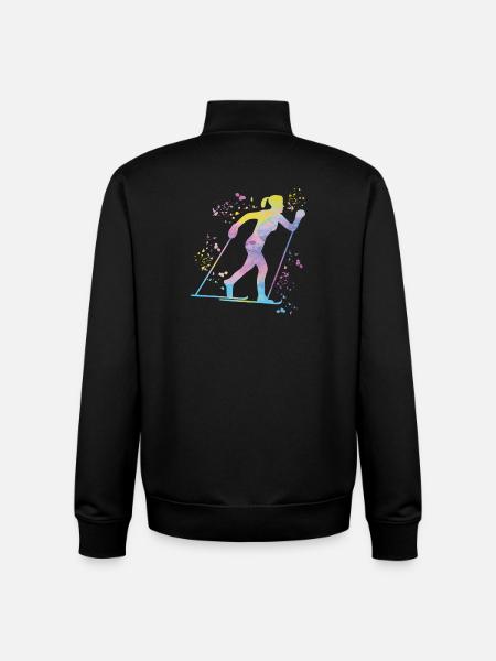 Ski de fond Ski de fond - Sweat zippé unisexe en coton bio Stanley/Stella - noir