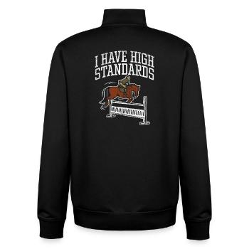 I Have High Standards Horse Show Jumping Design - Unisex Organic Zip Sweatshirt by Stanley/Stella - black - Back - AI Model Male 185 light (185cm)
