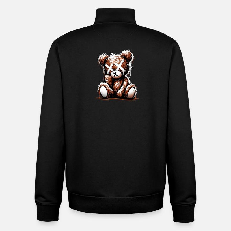 Broken Sad Teddy Graffiti Art - Unisex Organic Zip Sweatshirt von Stanley/Stella - Schwarz