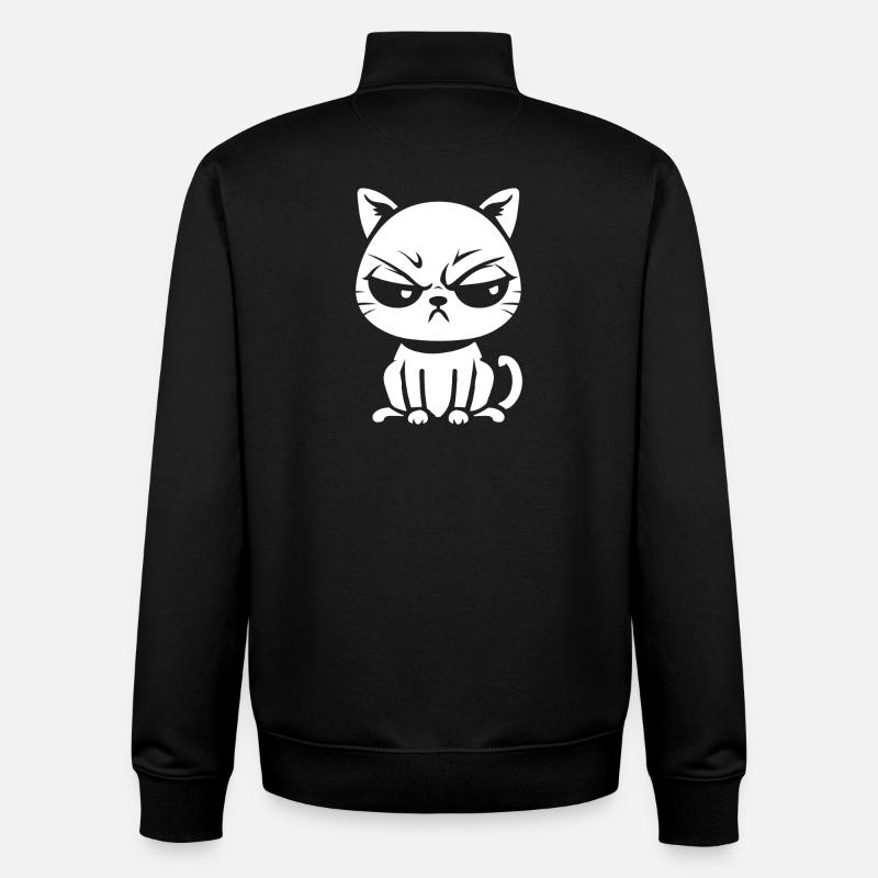 Chat bougon noir et blanc - Sweat zippé unisexe en coton bio Stanley/Stella - noir