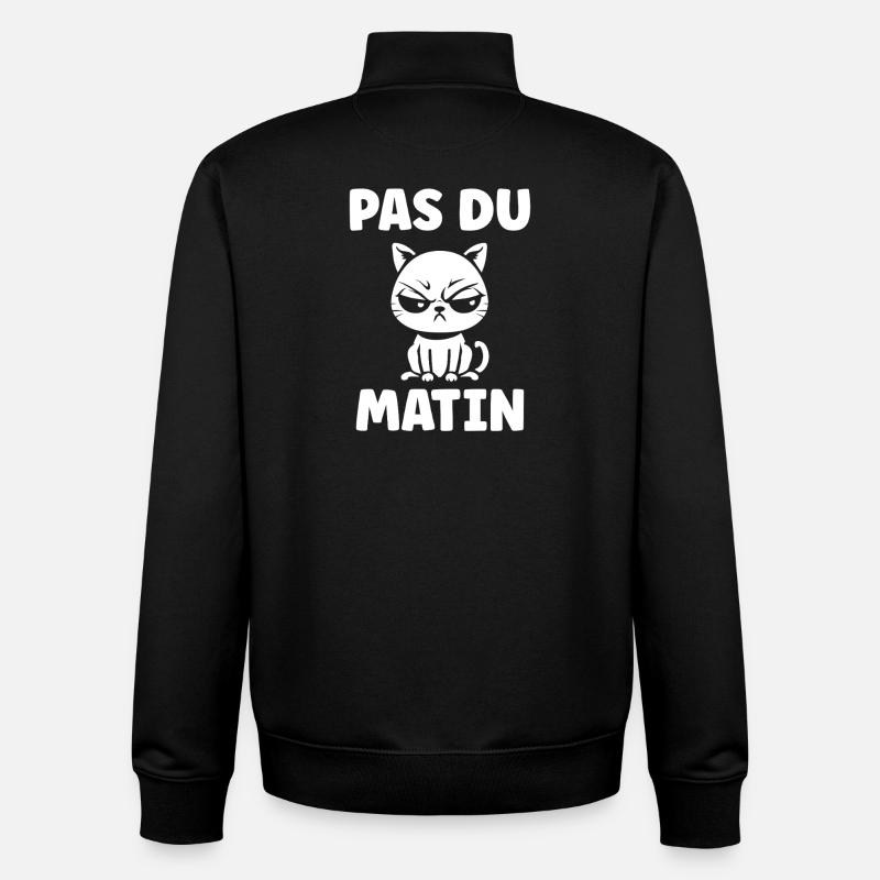 Morgen, grummelige Katze - Unisex Organic Zip Sweatshirt von Stanley/Stella - Schwarz