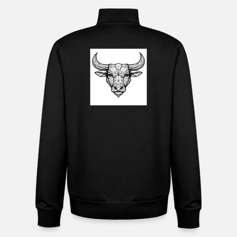 Tête de taureau géométrique - Sweat zippé unisexe en coton bio Stanley/Stella - noir