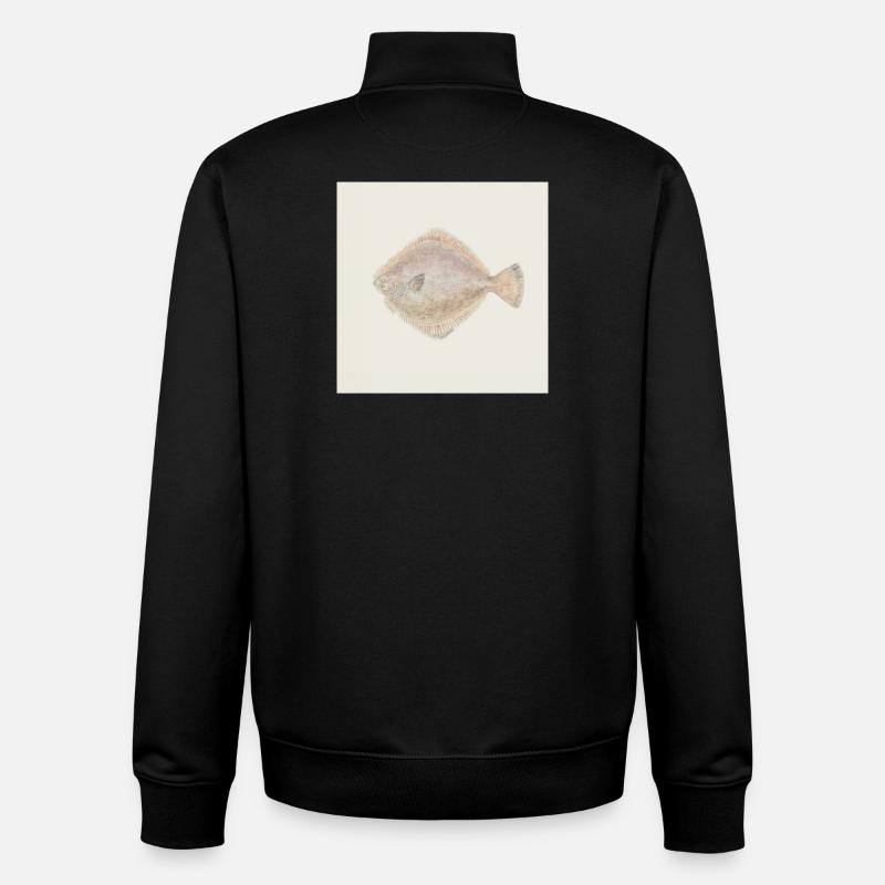 Aquarelle poisson plie – Illustration maritime - Sweat zippé unisexe en coton bio Stanley/Stella - noir