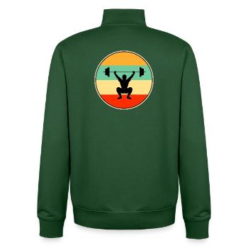 Haltérophile rétro vintage - Gymnase Sunset en détresse - Sweat zippé unisexe en coton bio Stanley/Stella - vert bouteille - Dos - AI Model Male 185 dark (185cm)