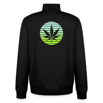 Cannabis Hemp Leaf Retro Sunset Vintage Style - Unisex Organic Zip Sweatshirt by Stanley/Stella - black - Back - AI Model Male 185 light (185cm)