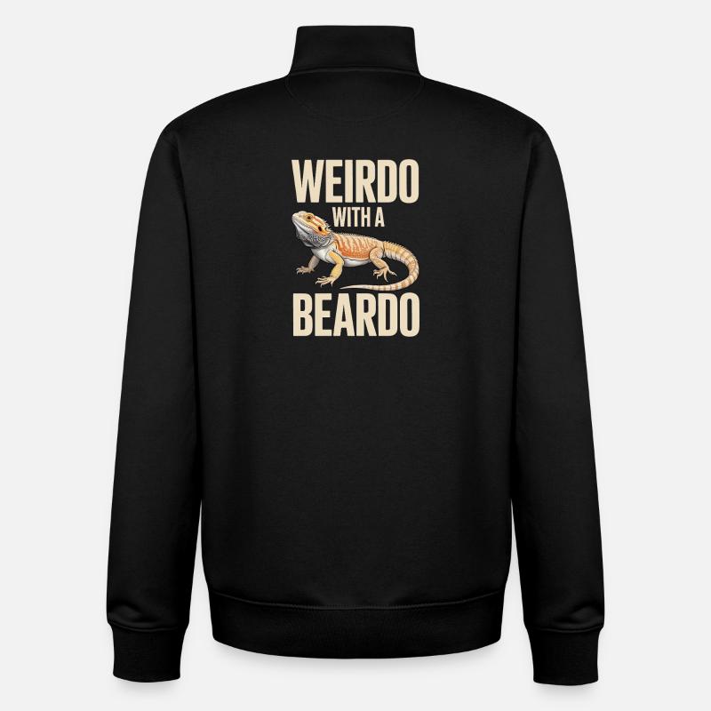 Weirdo with a Beardo Gecko - Unisex Organic Zip Sweatshirt by Stanley/Stella - black