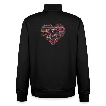 Coeur de mots amoureux - Sweat zippé unisexe en coton bio Stanley/Stella - noir - Dos - AI Model Male 185 light (185cm)
