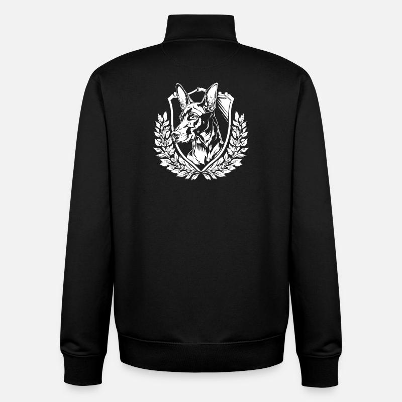 Bouclier de doberman avec laurier - Sweat zippé unisexe en coton bio Stanley/Stella - noir