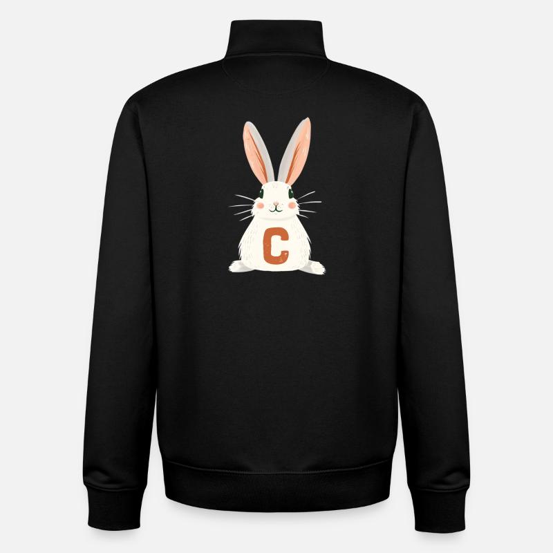C -Buchstabe - Hase - Personalisierbar - Unisex Organic Zip Sweatshirt von Stanley/Stella - Schwarz