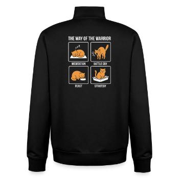 Funny Cat The Way of the Warrior Samurai Orange - Unisex Organic Zip Sweatshirt by Stanley/Stella - black - Back - AI Model Male 185 light (185cm)