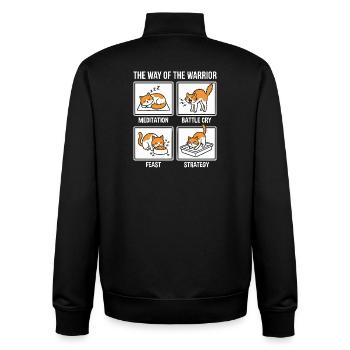 Funny Cat The Way of the Warrior Samurai Orange - Unisex Organic Zip Sweatshirt by Stanley/Stella - black - Back - AI Model Male 185 light (185cm)
