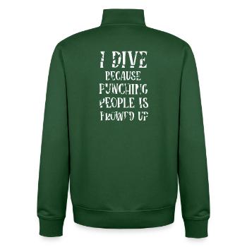 Diving Diver Snorkeling Recreational Diver - Unisex Organic Zip Sweatshirt by Stanley/Stella - bottle green - Back - AI Model Male 185 dark (185cm)