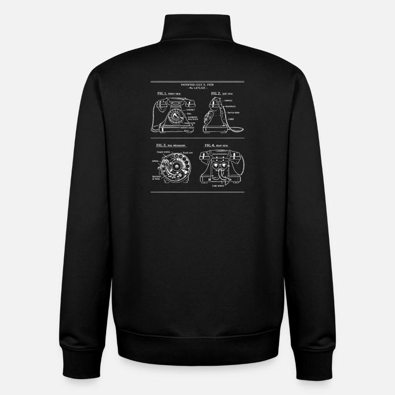 Retro Rotary Phone Blueprint - Unisex Organic Zip Sweatshirt von Stanley/Stella - Schwarz