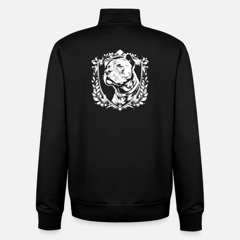 Blason Bouledogue - Sweat zippé unisexe en coton bio Stanley/Stella - noir