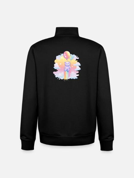Pastel Bear Balloon Flight - Unisex Organic Zip Sweatshirt by Stanley/Stella - black