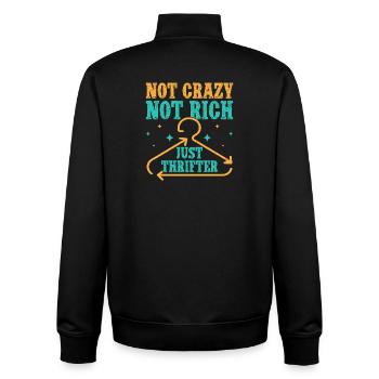 Thrift Shopper Not Crazy Not Rich Just Thrifter - Unisex Organic Zip Sweatshirt von Stanley/Stella - Schwarz - Hinten - AI Model Male 185 light (185cm)