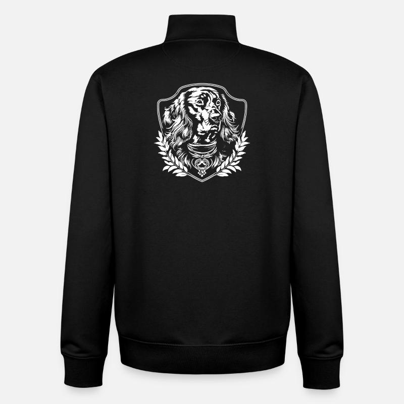 Teckel chien héraldique - Sweat zippé unisexe en coton bio Stanley/Stella - noir