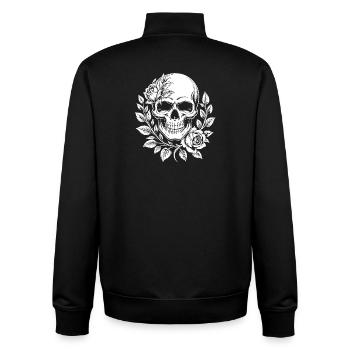 Totenkopf Rosenkranz - Unisex Organic Zip Sweatshirt von Stanley/Stella - Schwarz - Hinten - AI Model Male 185 light (185cm)