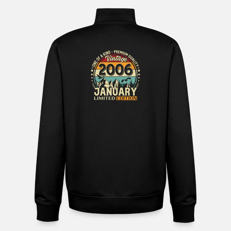 20e anniversaire Millésime Janvier 2006 - Sweat zippé unisexe en coton bio Stanley/Stella - noir