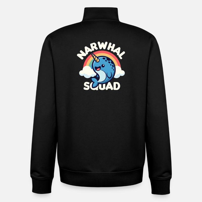 Escouade des Narvals mignons - Sweat zippé unisexe en coton bio Stanley/Stella - noir